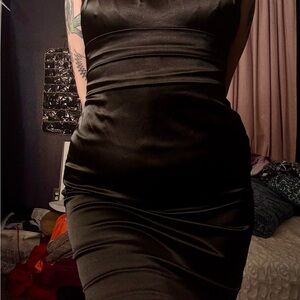 Boston Proper Black Satin Mini Dress